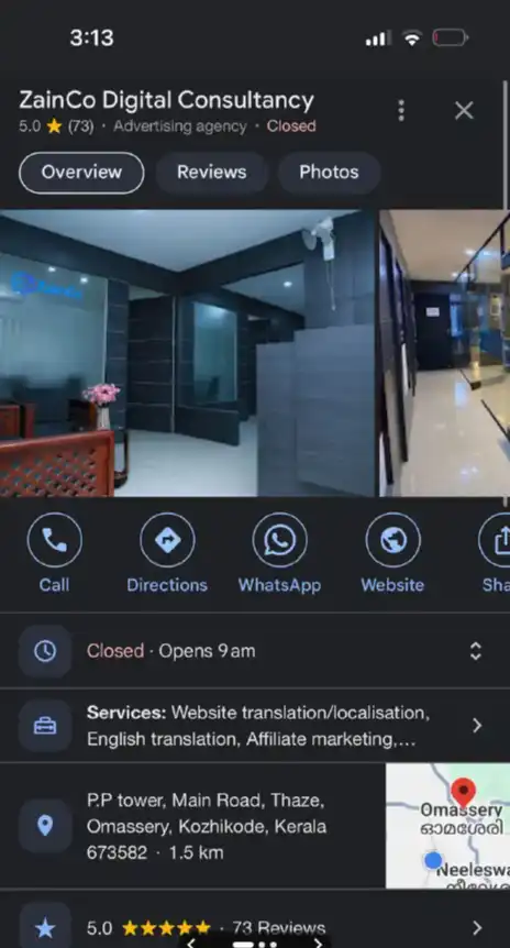 Google visibility and search presence showcase